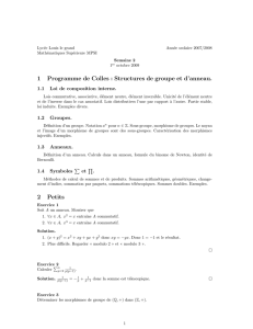 1 Programme de Colles : Structures de groupe et