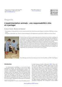 L`expérimentation animale : une responsabilité à dire et à partager