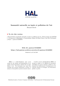 Immunité naturelle ou innée et pollution de l`air - HAL