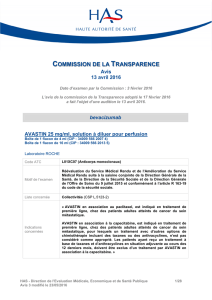 Avis de la Commission de transparence – 13 avril 2016