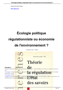 Écologie politique régulationniste ou économie de l`environnement ?