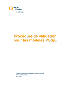 Procédure de validation pour les modèles PSS/E - Hydro