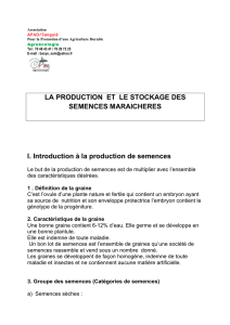 I. Introduction à la production de semences LA PRODUCTION ET LE