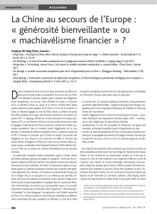 La Chine au secours de l`Europe : « générosité bienveillante » ou