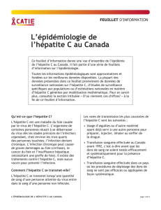 L`épidémiologie de l`hépatite C au Canada