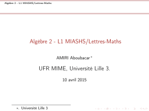 Algèbre 2 - L1 MIASHS/Lettres-Maths