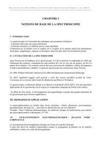 CHAPITRE I NOTIONS DE BASE DE LA SPECTROSCOPIE