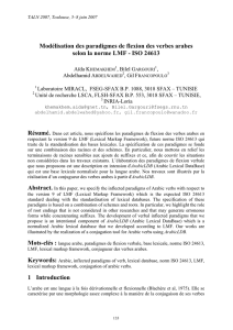 Modélisation des paradigmes de flexion des verbes arabes