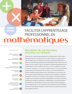 Faciliter l`apprentissage professionnel en mathématiques