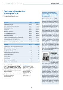 Dépistage néonatal suisse Statistiques 2014