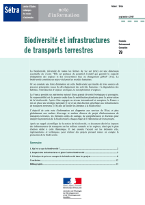 Biodiversité et infrastructures de transports terrestres