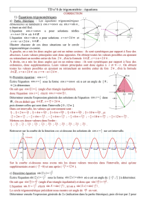 TD n°4 de trigonométrie : équations 1) Équations trigonométriques