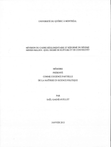 Révision du cadre réglementaire et réforme du régime