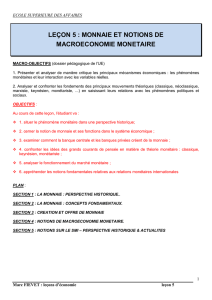 LEÇON 12 : MONNAIE ET NOTIONS DE - (ESA)