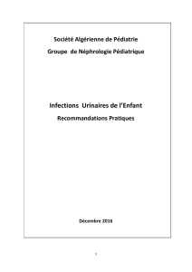 Infections Urinaires - Société Algérienne de Pédiatrie