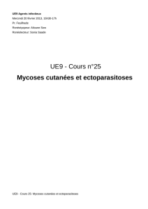UE9 - Cours n°25 Mycoses cutanées et ectoparasitoses