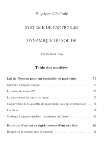 Physique Générale SYSTEME DE PARTICULES DYNAMIQUE DU