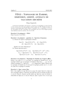 TD13 : Topologie de Zariski, dimension, lissité, anneaux de