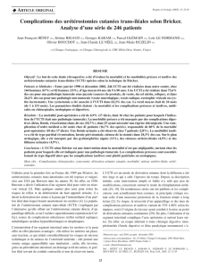 Complications des urétérostomies cutanées trans