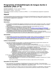 Programme d`inhalothérapie de longue durée à domicile (PDC nº 9)