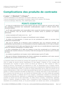 Complication des produits de contraste.SFAR