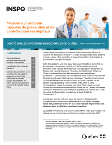 Maladie à virus Ebola : mesures de prévention et de