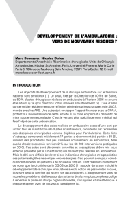 Développement De l`ambulatoire : vers De nouveaux