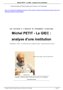 Michel PETIT - Le GIEC : analyse d`une institution
