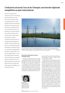 L`industrie suisse de l`eau et de l`énergie: une branche régionale