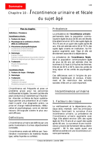 Incontinence urinaire et fécale du sujet âgé