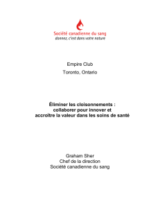 Empire Club Toronto, Ontario Éliminer les cloisonnements
