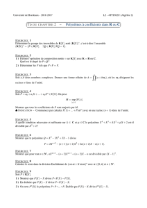 TD DU CHAPITRE 2 – Polynômes `a coefficients dans R ou C
