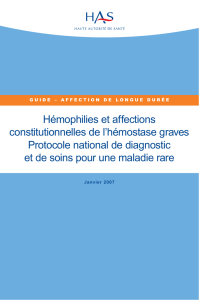Hémophilies et affections constitutionnelles de l`hémostase