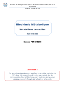 Biochimie Métabolique - Université Virtuelle de Tunis