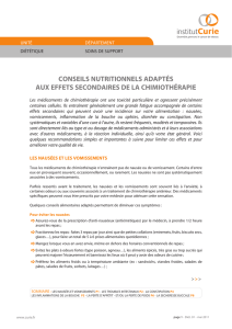 CONSEILS NUTrITIONNELS AdAPTÉS AUx EffETS SECONdAIrES