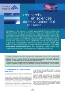 La recherche en sciences de l`environnement en France