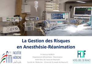La Gestion des Risques en Anesthésie-Réanimation