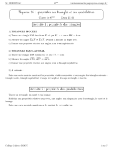 Activité 1 : propriétés des triangles Activité 2