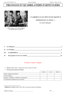 Corrigé Cours TRIANGLES ET QUADRILATERES PARTICULIERS