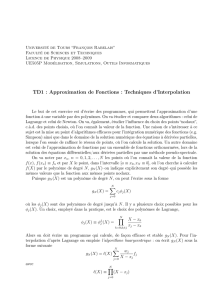 TD1 : Approximation de Fonctions : Techniques d`Interpolation