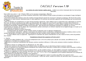 CALCULS Version 1.19