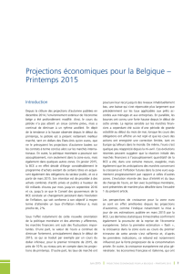 Projections économiques pour la Belgique – Printemps 2015