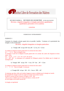 DEVOIR NUMERO 6 : REVISION DE GEOMETRIE ETUDE DES