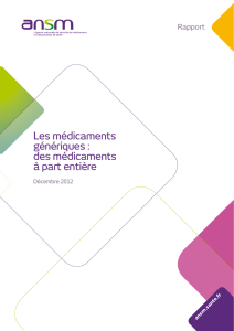 Rapport - Les medicaments generiques, des medicaments a part
