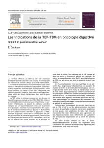 Les indications de la TEP-TDM en oncologie digestive