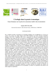 L`&eacute;cologie dans la pens&eacute;e &eacute;conomique