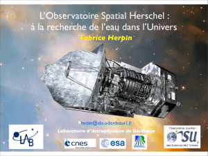L`Observatoire Spatial Herschel : à la recherche de l`eau dans l