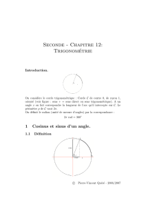 Seconde - Chapitre 12: Trigonométrie