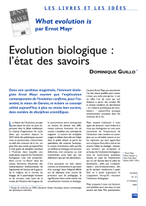 Evolution biologique : l`état des savoirs
