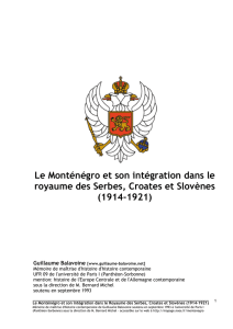 Le Monténégro et son intégration dans le royaume S.H.S.